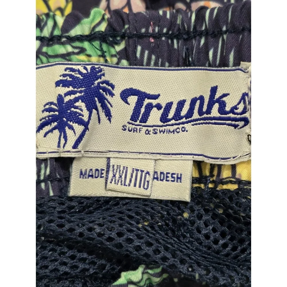 Trunks Mens Navy Blue Pineapple Print Swim Shorts‎ Drawstring Waist size 2XL NWT